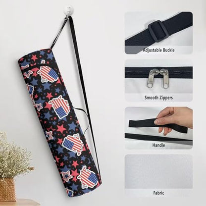 Yoga Mat Bag for Women & Men Full-Zip Yoga Mat Carrier Bag for Class Workout Park with Adjustable Strap - color: American Map