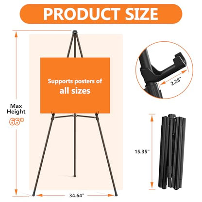 Easel Stand for Sign Portable,66" Easel Display Stand Metal, Adjustable Easels for Display,Wedding Signs, Posters-Black(2 Pack) - style: 2 Pack