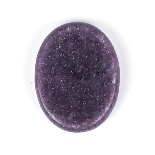 Natural Polished Thumb Palm Crystal for Meditation, Lepidolite Worry Stone for Stress Relief, Anxiety Support & Pocket Reiki Healing - color: Lapidolite