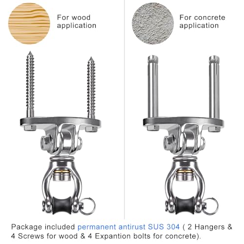 SELEWARE Silent Bearing Swivel Swing Hanger Stainless Steel Swing Hook 2Pcs - color: 360° Bearing Swing Hanger ( 2 Pack )