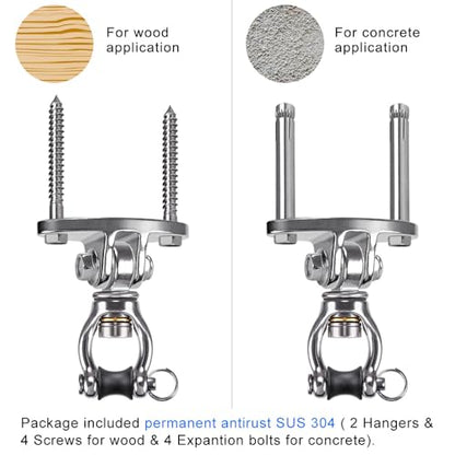 SELEWARE Ultimate Swing Hanging Kit: 65" Heavy Duty Chains (1000LB) + Silent Bearing Swivel Hanger (1200LB) - Stainless Steel Hanging Hardware for Swings, Hammocks, Punching Bags & Aerial Yoga