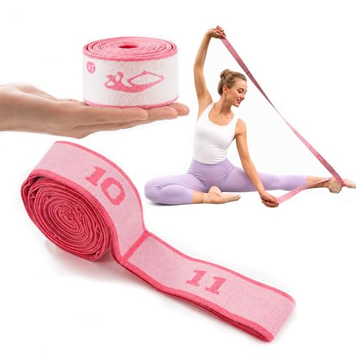 Multi-Loop Stretch Band - Yoga, Pilates, Ballet, and Physical Therapy Stretching Strap for Flexibility, Leg Stretching, and Exercise - Durable Stretching Equipment - color: Pink - 11 Loops