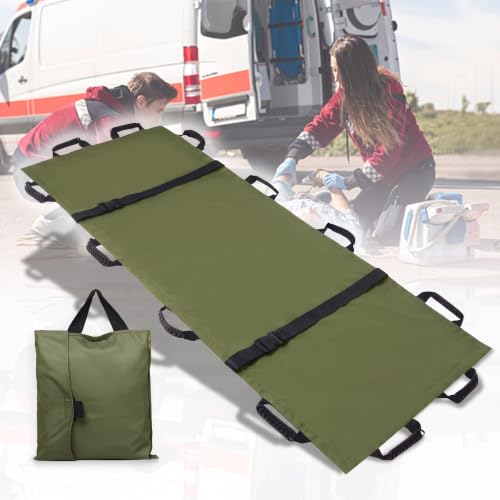 Portable Gurney Stretcher for Patient & Large Dog Rescue, 400 lbs - color: Olive Green, size: One-Pack