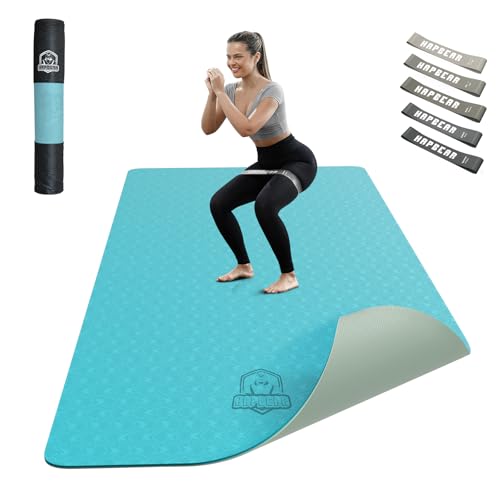 HAPBEAR Large Yoga Mat - 72"x36"x6mm (1/4 inch), Extra Wide Non-Slip Exercise Mat for Home Workout, Yoga, Pilates & Stretching, Durable, Includes Carry Bag - color: Turquoise/Mint green