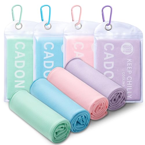 4팩 쿨링 타월 (101.6cm x 30.5cm(40 x 12인치)), 부드럽고 통기성이 좋은 차가운 타월, 아이스 타월 - color: 민트 그린 / 스카이 블루 / 사쿠라 핑크 / 라이트 퍼플