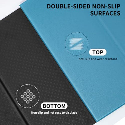 Foldable Yoga Mat Extra Large 74"×31.5" | Double-Sided Non-Slip,Extra Wide Foldable Design,8mm Extra Thick,Exercise Mat for Home, Studio and Travel Use - color: Blue+Black