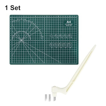 HARFINGTON Craft Cutting Tools 15/30/45 Degree Blades 360 Degree Rotating Blade Stainless Steel Cutter Pen Knife with Mat for DIY Crafts Stencils Scrapbooks, White - color: White