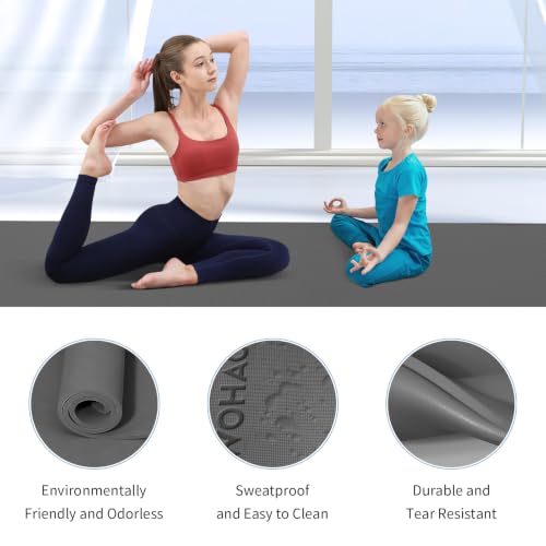 Extra Wide & Thick 8mm Yoga Mat, 72"x31.5" | Large Non Slip Exercise Mat, Premium POE Material, Superior Cushioning & Stability, With Strap for Home Gym, Pilates - color: Black