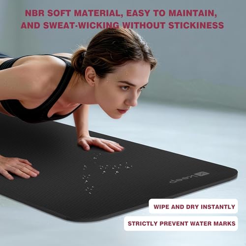 KEEP Extra Thick NBR Yoga Mat - color: Black, size: 72”x24”x10mm