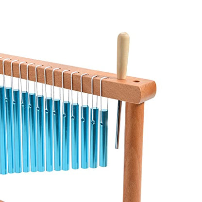 MIHEY 20 Note Bar Chimes Percussion Instrument | Tabletop Blue Wind Chime with Stand & Mallet for Sound Healing, Meditation & Music Therapy - color: Blue