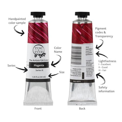 Tusc & Pine Artist Oil Paint - 40 ml Set of 5 - Modern White - Non-Yellowing, Rich & Creamy Consistency, Maximum Pigment Load, Small Batch Milled Oil Paints Developed for Professional Artists - color: Modern White, size: 6.75 Fl Oz (Pack of 1)