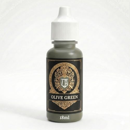 Ludus Bellum Miniature Paint Olive Green Color 18ml Dropper Bottle, Professional Acrylic Paint for Miniatures & Models, Provides Quality Acrylic Tones and Shades for Warhammer 40K D&D Figures - color: Olive Green