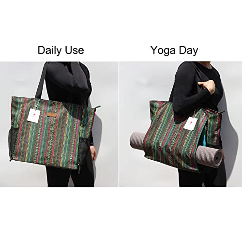 ESVAN Yoga Mat Bag Yoga Tote Carrier Shoulder Bag Carryall Tote for Office,Yoga,Pilates,Travel,Beach and Gym - color: J