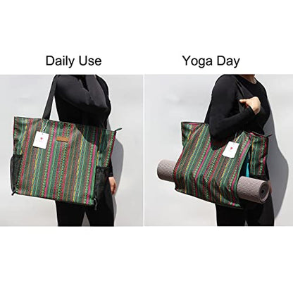 ESVAN Yoga Mat Bag Yoga Tote Carrier Shoulder Bag Carryall Tote for Office,Yoga,Pilates,Travel,Beach and Gym - color: J