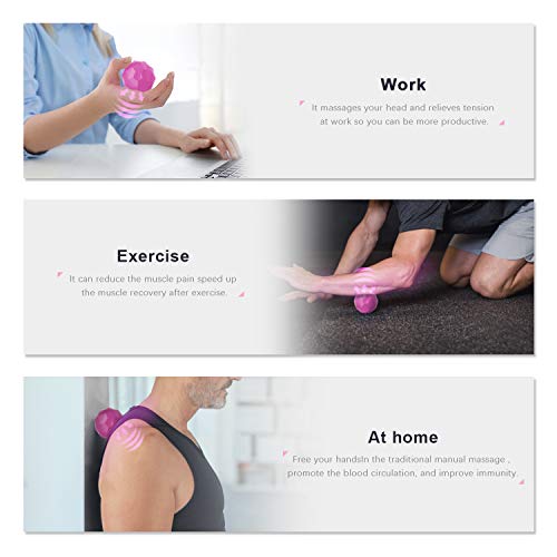 MEXITOP Electric Vibrating Massage Ball, 2-Speed Fitness Yoga Pilates Physical Therapy Massage Roller to Fight Sore Muscles,Washable Negative Ion Vibration Massages Ball for Muscle Recovery(Red) - color: Rose Red