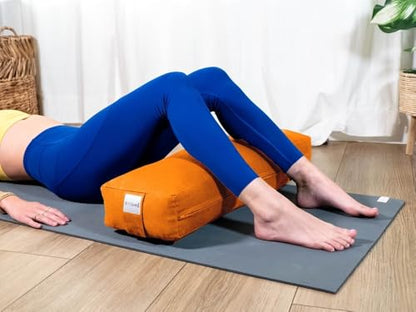 Pranayama Yoga Bolster Meditation Pillow - color: Tango, size: Rectangular 26" x 8" x 5"