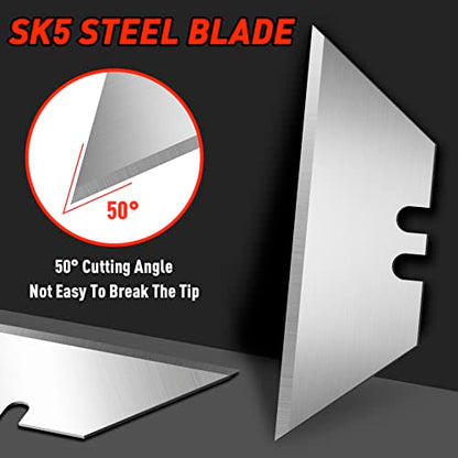 DIYSELF 10 Pack Utility Knife Blades, Box Cutter Blades, Utility Blades, Sk5 Steel Blade for Box Cutter, Sturdy Knife Blade for Razor Blade Utility Knife