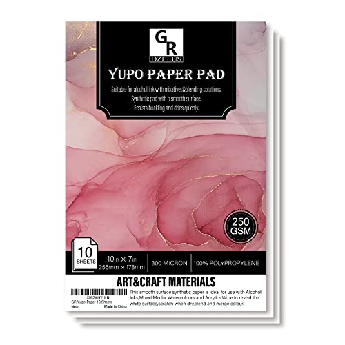 Yupo Paper 10 Sheets,Heavy white paper for alcohol based ink | 10-inch x 7-inch | 250GSM