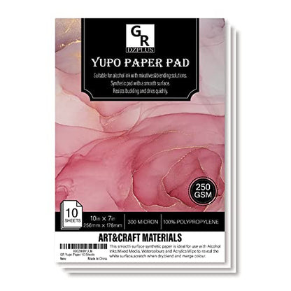 Yupo Paper 10 Sheets,Heavy white paper for alcohol based ink | 10-inch x 7-inch | 250GSM