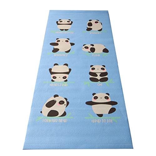 Bean Products Yoga Mat for Exercise - Non Slip Thick Comfortable Workout Floor Mat for Adults and Kids - Eco Friendly Foldable Yoga Mat for Yoga, Pilates, Gym and Stretching - color: Blue Panda, size: Kids (60" x 24")
