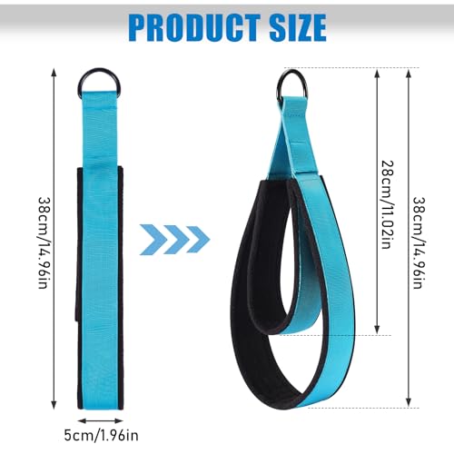 TOBWOLF 2PCS Pilates Straps for Reformer, Double Loop D Ring Foot Hand | Non Slip Padded Grip | Sweat-Resistant Comfort for Pilates | Exercise Straps for Yoga & Home Gym Workouts - color: Blue