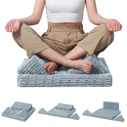 Meditation Cushion Set, Meditation Pillow with 3 Piece,Charcoal - color: Charcoal, size: 24X24X2 Inch