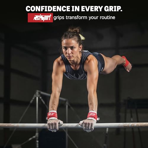 Reisport Women's Uneven Bar Gymnastics Grips - Durable Leather Hand Grips for Gymnastics Bars Women & Girls - Gymnastics Equipment & Accessories for Advanced Gymnasts - size: Large, style: Hook/Loop