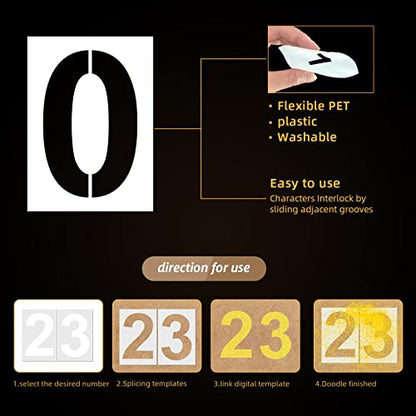 12 Inch Large Number Stencils Reusable Plastic Digital Templates for Cake Address Painting - size: 12 Inch
