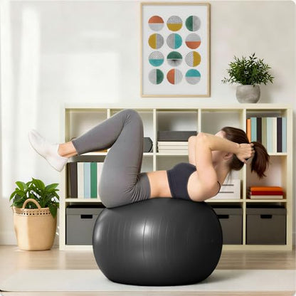 Amazon Basics Anti-Burst Exercise Ball with Pump, 23-26" Diameter - color: Black