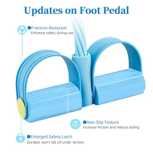 Pedal Resistance Band with Handle, Upgraded 6-Tube Exercise Bands - color: Blue