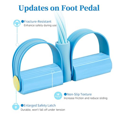 Pedal Resistance Band with Handle, Upgraded 6-Tube Exercise Bands - color: Blue