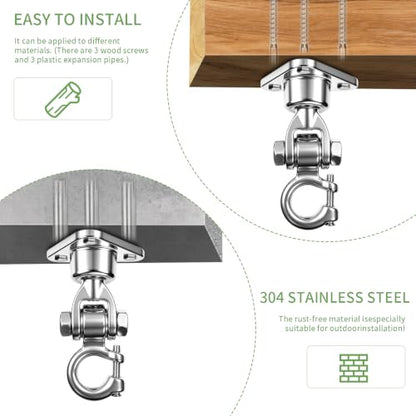 Heavy Duty Stainless Steel Swing Hanger with 360°+180°Rotation 1500LB Capacity,Triangular Fixation for Playground Hammock Chair,sandbag Porch Swing - style: 3-holes