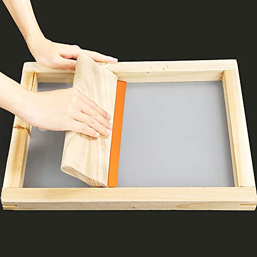 Cayway 5 PCS Screen Printing Squeegees, Durable, Abrasion-Resistant, Water- and Oil-Resistant Dual-Purpose Screen Printing Scraper with Wooden Handle