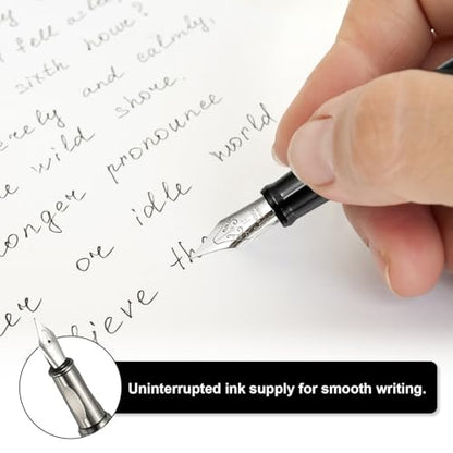 PATIKIL Fountain Pen Medium Nib, Metal Fountain Pen Barrel Handcrafted Pen for Professional Office Journaling Gifts, Gray - color: Gray