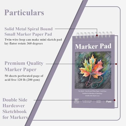 Fuxi Marker Paper Pad, 120lb/200gsm Art Paper of Markers, 2-Pack, 50 Sheets Per Pad (5.5" x 8.5"). - color: Lavender Purple