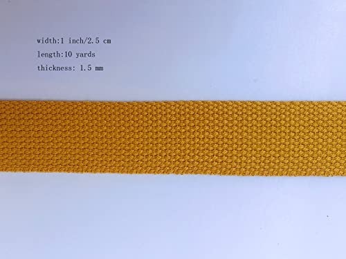 1 Inch Cotton Webbing 10 Yards Cotton Strap for Tote Canvas Bags Crafts Sewing (2047 Mustard Yellow) - color: 2047 Mustard Yellow