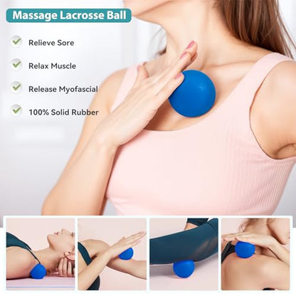 HASHMUST Pilates Ring Kit 12 PCS for Women, Home Workout Equipment with Magic Circle, Mini Exercise Ball, Resistance Bands, Massage Lacrosse, Yoga Strap, Full-Body Fitness Set for Toning & Gift - color: Blue