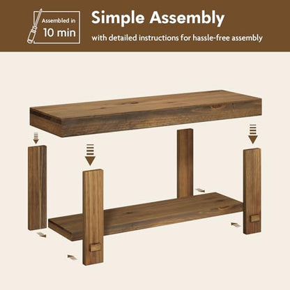 HOKYHOKY Solid Wood Entryway Bench - 42.6" Farmhouse Long Narrow Benches - size: 42.6"