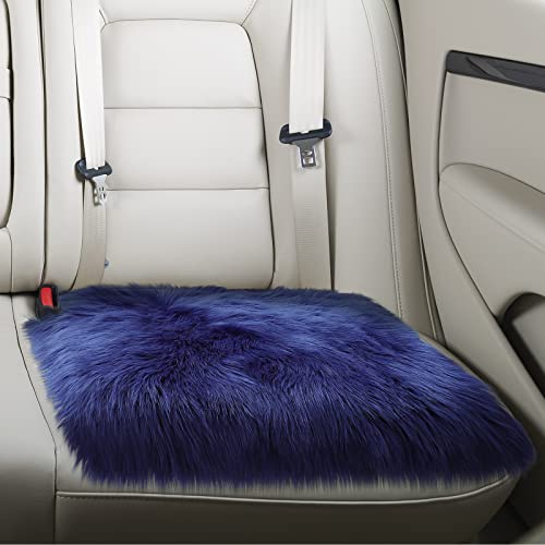 Softlife Blue Faux Fur Sheepskin Chair Cover Seat Cushion Pad Super Soft Area Rugs for Living Bedroom Sofa Dorm (1.6ft x 1.6ft, Royal Blue) - color: Royal Blue