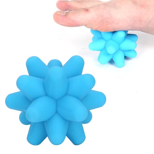 Dioche Spiky Massage Balls, 2 Colors Acupoint Physical Massage Balls, Lacrosse Ball Roller Set Perfect for Foot Massage, Deep Tissue Massage, Trigger Point (Blue)