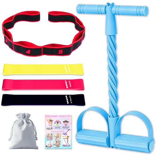 5 Pcs Resistance Bands Set, Foot Pedal Resistance Band with Handles, Workout Elastic Exercise Bands for Ab, Waist, Arm, Leg, Women Fitness Stretch Bands for Pilates, Yoga at Home, Gym - color: Multicolor
