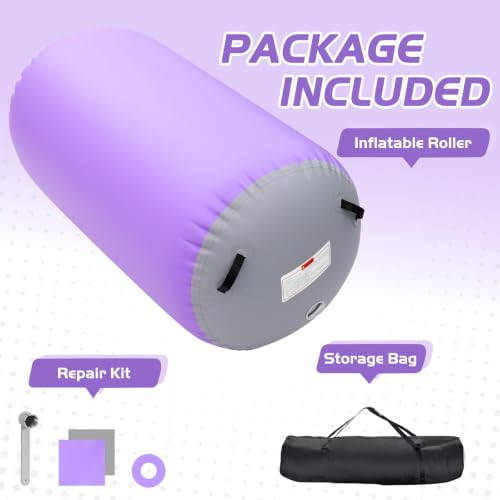 Inflatable Gymnastics Air Roller Barrel Purple 40 * 31.5inch - color: Purple, size: 40*31.5 Inch