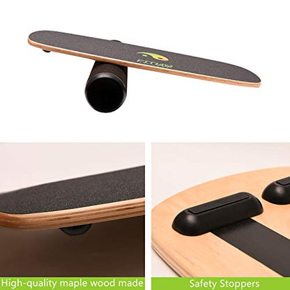 Fitlaya Fitness Balance Board Trainer Wooden Training Equipment for Fitness Workout, Hockey‎, Skateboarding, Surfing and Snowboarding - style: YING YANG