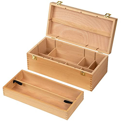 MEEDEN Sturdy Wood Tool Box: Beechwood Portable Art Supply Organizer - Large Artist Storage Box - size: Large