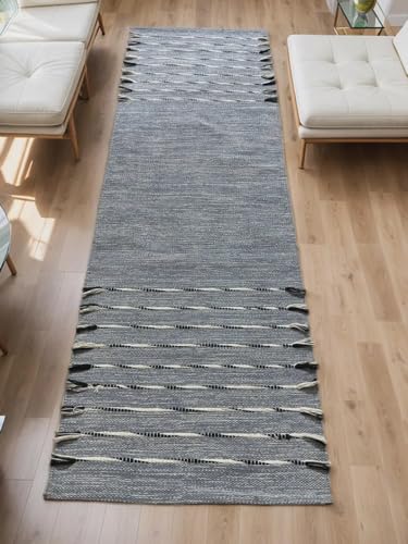 Payal Rugs Cotton Yoga Mat - Eco-Friendly Hand-Woven Rug - Non Slip & Thick (24”x72”x5mm) for Yoga Everyday Fitness at Home - Comfortable Extra-Long - color: Black & White