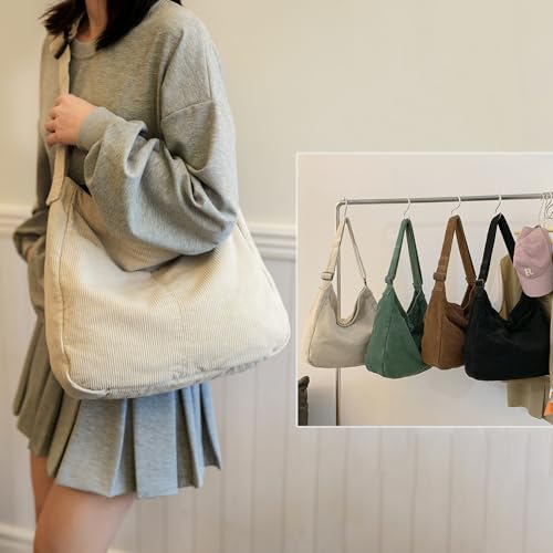 Canvas Tote Bag Casual Hobo Crossbody Shoulder Bag for Women and Men Large Purse Messenger Bag Travel Work - color: 2-white