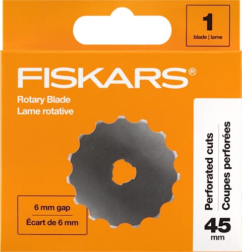 Fiskars 45mm Perforating Rotary Cutter Blade Replacement for Fabric, 1-Pack | Perforates Fabric or Paper, Premium Steel for Long-Lasting Sharpness, Precision Cutting in Crafts, Sewing & Quilting Projects - size: 45mm, style: 1 Pack - Perforated