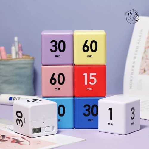 Feilifan Cube Timer, Productivity Flip Timer, Countdown 15-20-30-60 Minute - color: 15-20-30-60min,pink