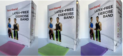 Non-Latex (Rose Level 1) Sanctband Exercise Resistance Band 30 Pcs Dispenser 5 FT /1.5 Meter Physical Therapy Strength Training Yoga Pilates Stretching Elastic Band Strengths Workout