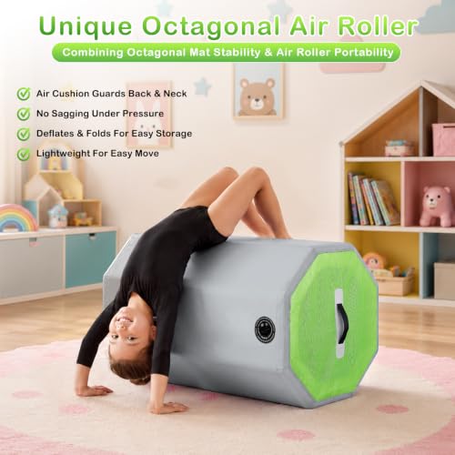 Inflatable Octagon Mat Gymnastic Tumble Equipment Air Barrel Trainer - color: Gray, size: 35.4'' L x 24'' D
